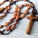 Catholic - Prayer - Rosary - Hand Carved - Rustic - Brazilian Tigerwood Cross