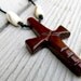 African Paduak - Rustic - Hand Carved Cross - Mens Jewelry
