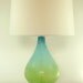 Blue Green Glass Lamp with 16" Silk Shade
