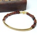Stacking Bracelet, Red Gemstone, Gold Bar