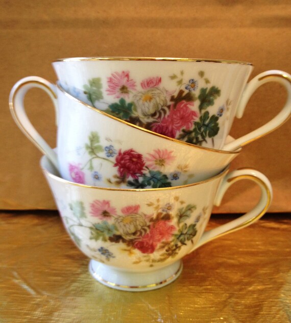 Vintage Noritake Fine China Tea Cups Set of 3