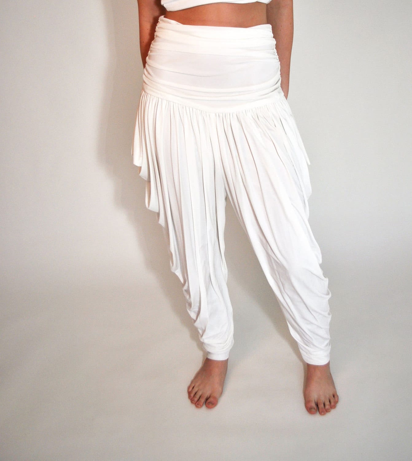 White Harem Pants 1980s Electra Casadei White Dressy by Continual