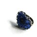 Hand Crochet Wire Cobalt Beach Glass Adjustable Ring by PrayerMonkey