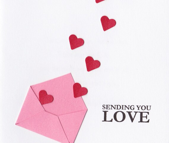 Handmade Valentine's Day Card Sending You Love by k8cards on Etsy