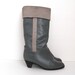 Vintage Leather Boots - Women Size 8 - 1970s Knee High Grey