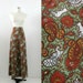 On Reserve Vintage Wide Leg Pants 1970s Peacocks and Paisley Print Small