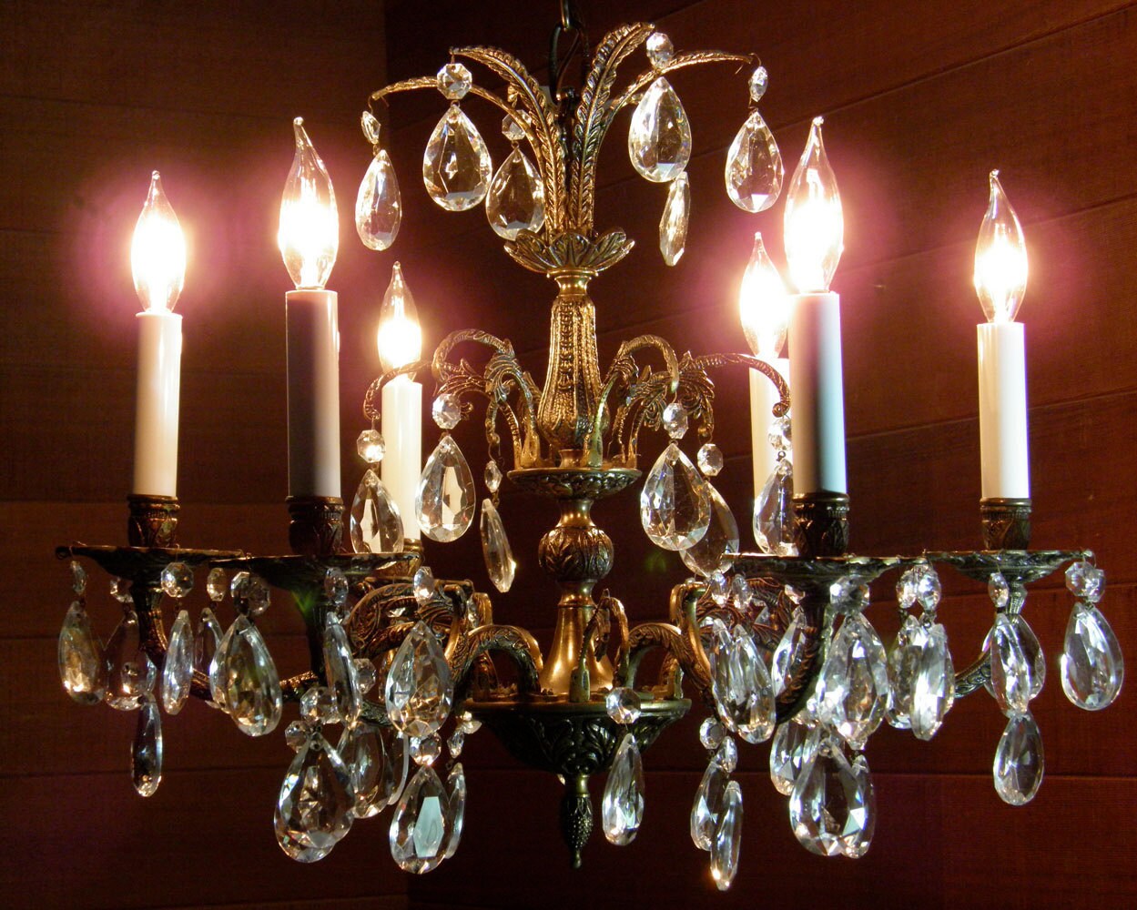 Vintage Chandelier Crystal Chandelier Brass by LightsFantastic