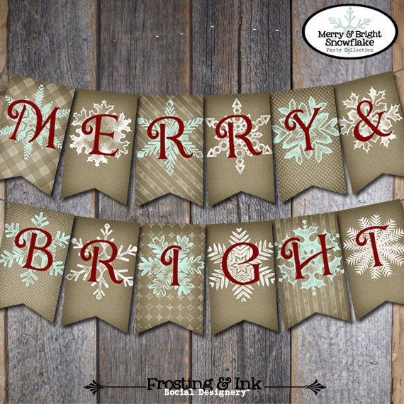 Christmas Banner Christmas Bunting Merry &amp; Bright Banner