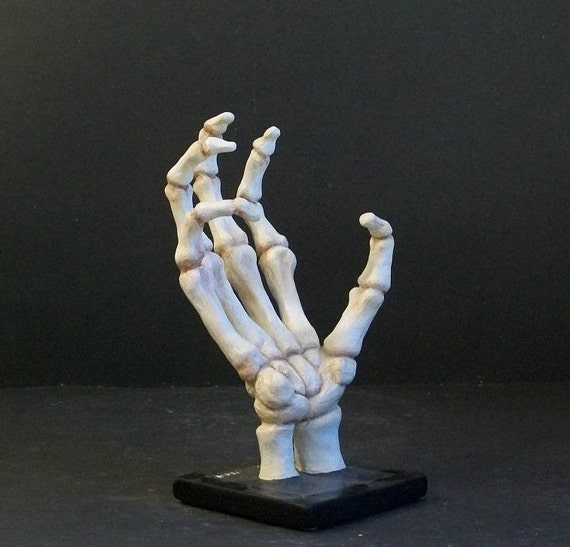 Skeleton hand. anatomical study of the hand. polymer clay