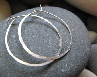 Hammered Sterling Silver Hoop Earrings. 2 inches wide 50mm