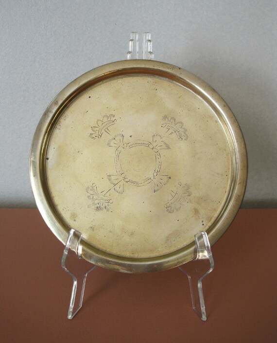 Vintage Indian Brass Plate Tray by behindtheorangedoor on Etsy