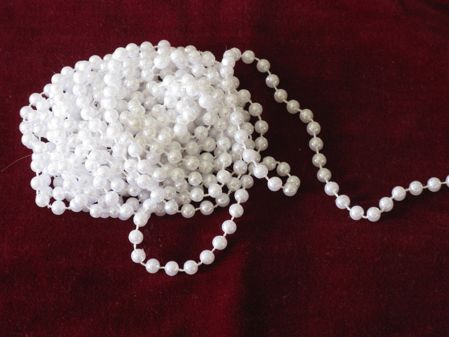 White Faux Pearl Strand Beads Plastic by the Yard Trim 6mm 5
