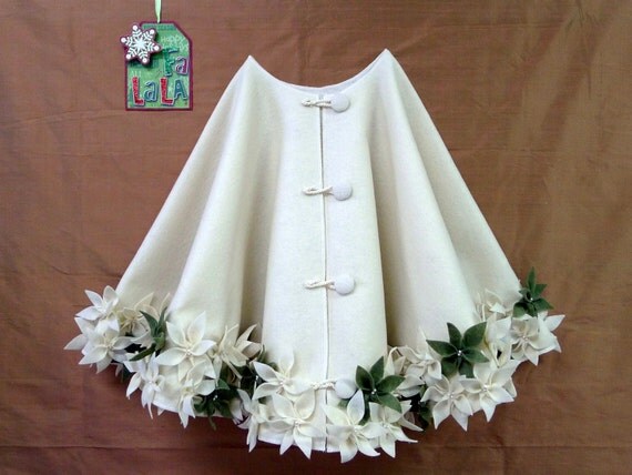 65 christmas tree skirt in ivory felt with hand cut and 65 christmas tree skirt in ivory felt with hand cut and