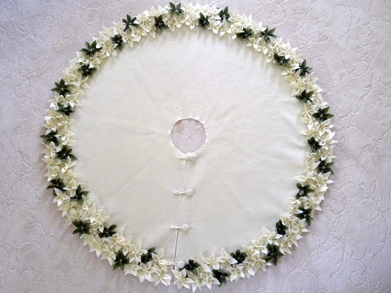 54 quot christmas tree skirt in premium ivory felt with hand 54 quot christmas tree skirt in premium ivory felt with hand