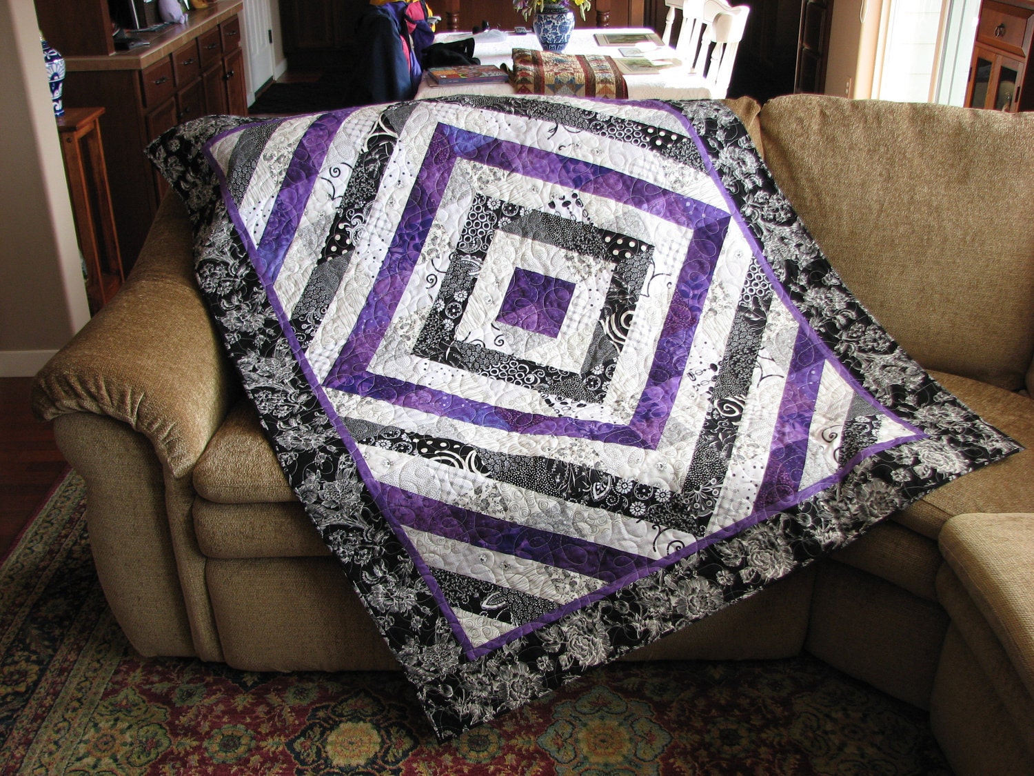 Black White And Purple Lap Quilt