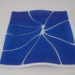 Blue Iridescent on White Fused Glass Plate