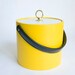 Yellow Ice Bucket, Black Handle, White Lid with Gold Plated Knob, Vintage Housewares