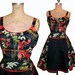 SALE 1950s Style Gathered Bust Dress Asian Dragon Print Full Circle Skirt Size XL Ready to Ship