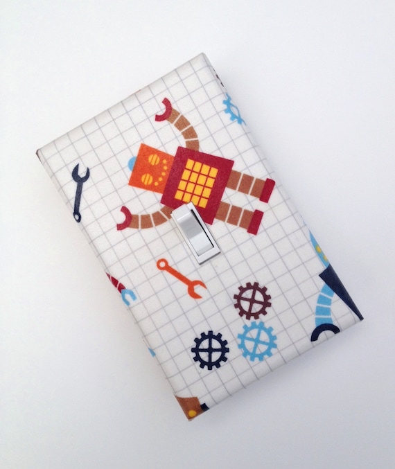 Items similar to Robot Nursery Light Switch Plate Cover / Baby Boy / Children Kids Room Decor