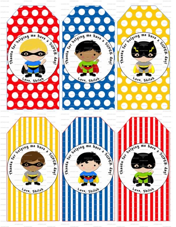 items similar to superhero super hero birthday party favor tags