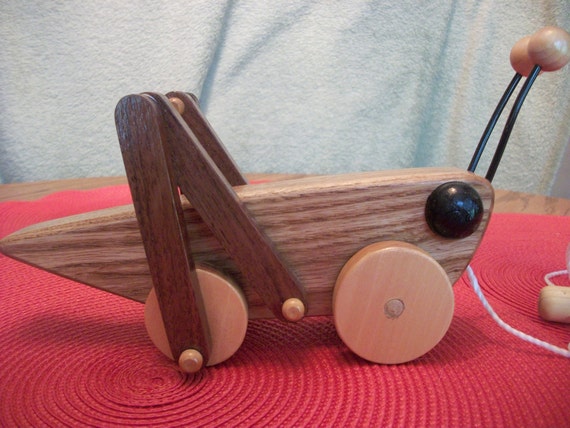 Wooden Grasshopper Pull Toy by sawdustdaddy on Etsy
