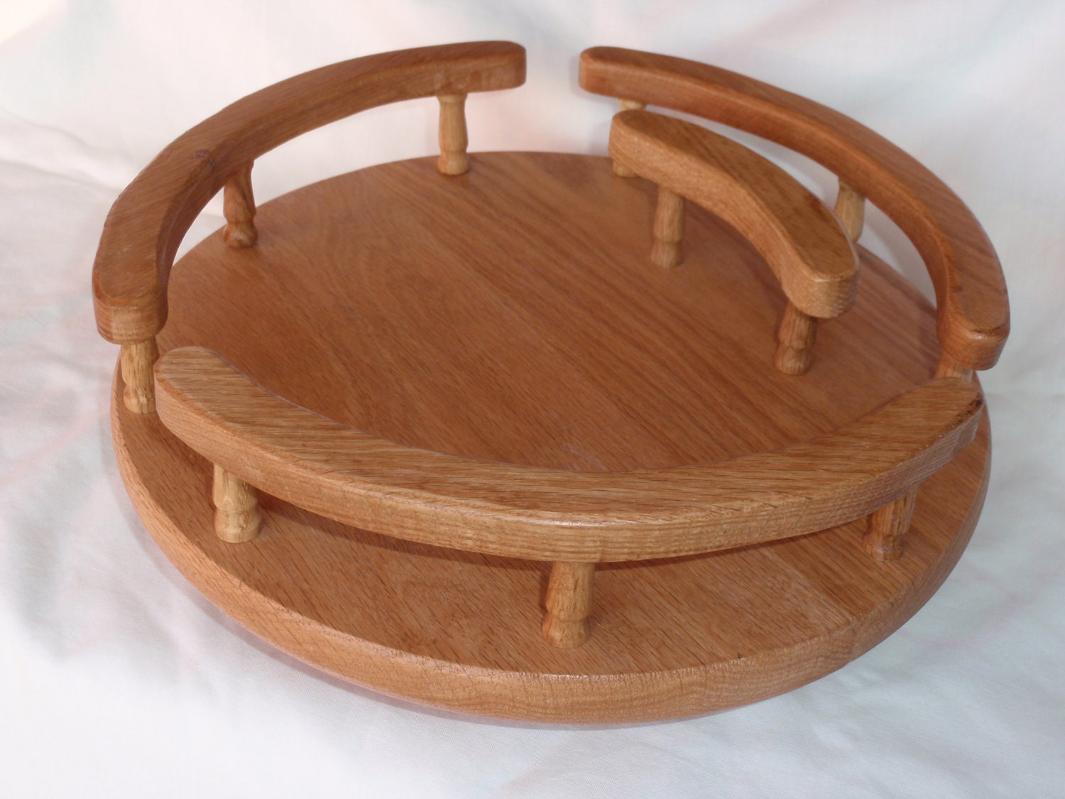 Oak Lazy Susan with Napkin Holder 12diameter