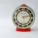 Vintage alarm clock grey / red made in Russia