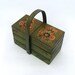 Vintage small green wooden sewing storage box