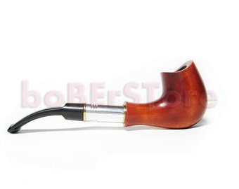 Collection Wooden Smoking Pipe-Tobacco pipe/pipes Handcrafted. Exclusive Design Wooden Pipe Wood pipe "SADDLE METAL & Pouch Gift"