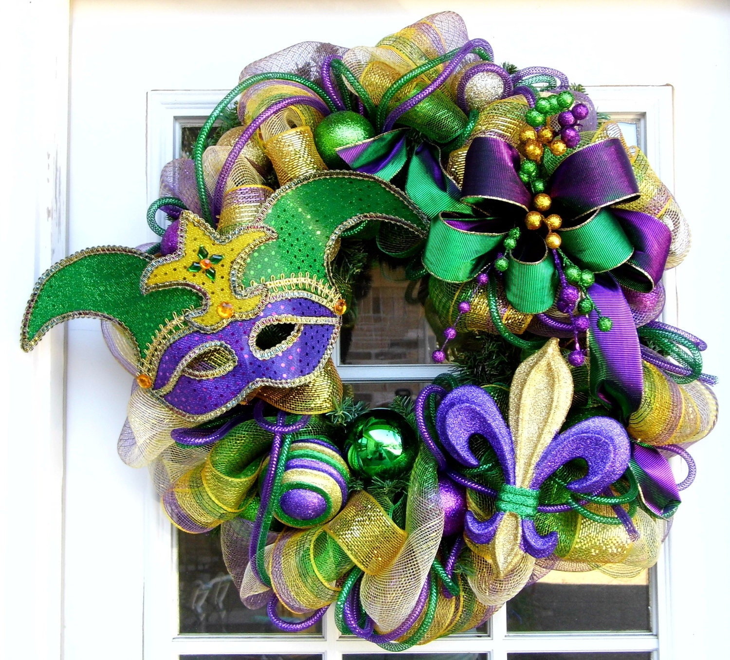 Mardi Gras Wreath Fleur De Lis Mask