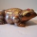 TOAD,netsuke,wooden, hand carved, hand painted, hand embellished,LUCKY 3 LEGGED...free shipping in usa