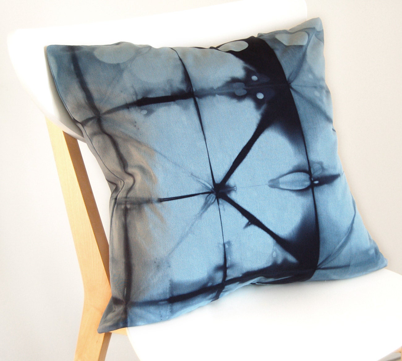 Tie Dye Blue Pillow Cover Contemporary Shibori 18x18