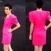 Vintage 1980s Hot Pink Poof Sleeve Mini Dress XS