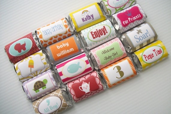 Mini Chocolate Bar Wraps, Chocolate Bar Wrappers, Custom Chocolate Bar Wrappers, PRINTABLE or PRINTED Il_570xn