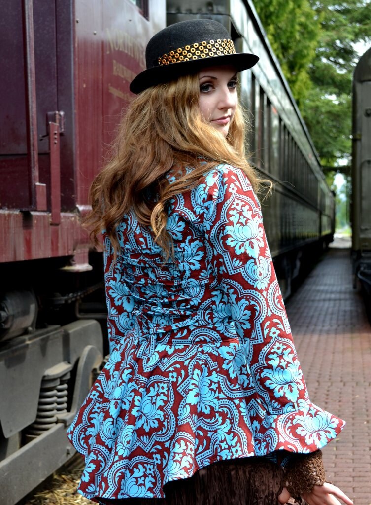 Victorian Damask Print Jacket Steampunk Clothing