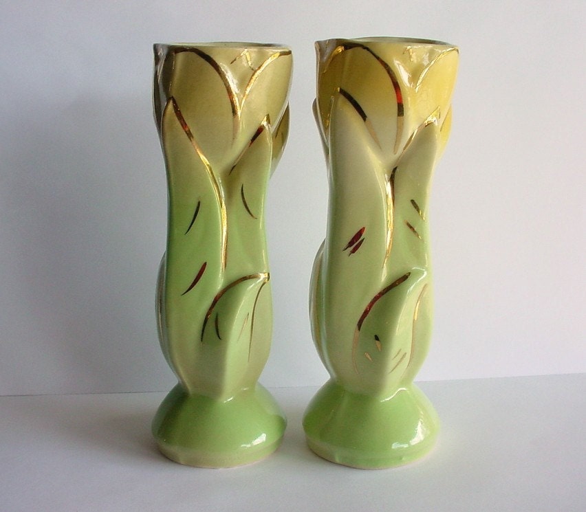 Usa 111s Shawnee Pottery Mini Tulip Vases Pair Vintage 1950s