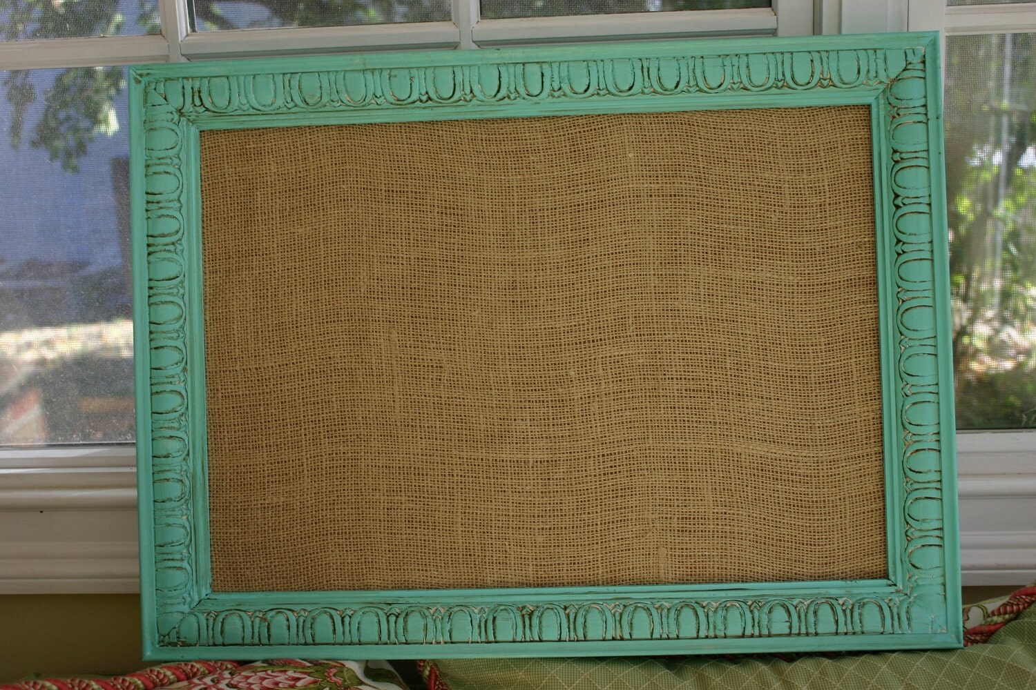 shabby chic bulletin board in tiffany blue w burlap medium shabby chic bulletin board in tiffany blue w burlap medium