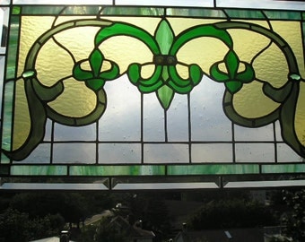 MADE to ORDER|Fleur-de-Lis Stained Glass Panel|Fleur-de-Lis|Custom Colors|Art & Collectibles|Glass Art|Panel|Window|Handcrafted|Made in USA
