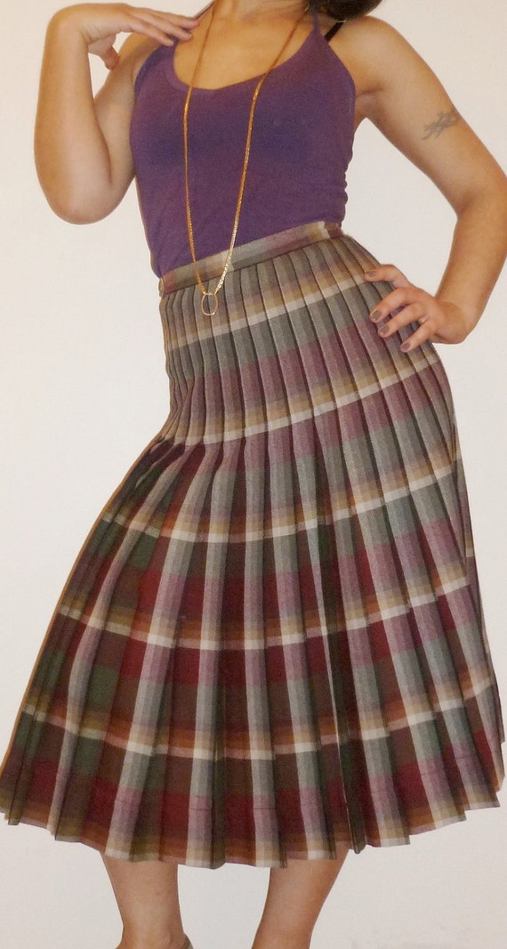 Vintage Reversible Pleated Pure Wool Skirt
