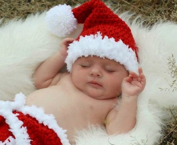 Items similar to Crochet Christmas Baby Santa Hat - Photo Prop - made ...