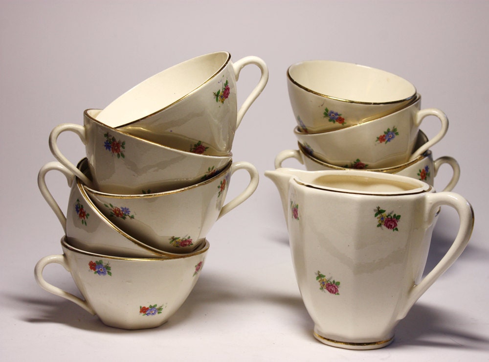 10 ROMANTIC Little FRENCH coffee cups Badonviller FRANCE with