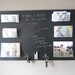 Mail Organizer Modern Industrial Chalkboard wood wall mounted metal pockets and hooks