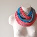 Infinity scarf - Upcycled tshirt - PINK BLUE GREY