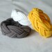 Fabric Bracelets Cuffs - by LimeGreenLemon - White Yellow Grey