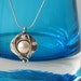 sterling silver necklae and pendant with big freshwater pearl on silver necklace, modern pendant, wedding jewelry