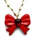 Sailor Moon Inspired Red Bow Heart Jewel Necklace with Gold Moon and Stars Chain