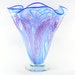 Hand Blown Art Glass Vase - Purple, Lavender, and Bright Blue - Fluted - Freeform - Wavy