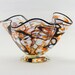 Hand Blown Art Glass Bowl - Freeform - Scarlet Red and Black