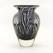 Hand Blown Art Glass Vase - Black - Cased - Zebra - Modern