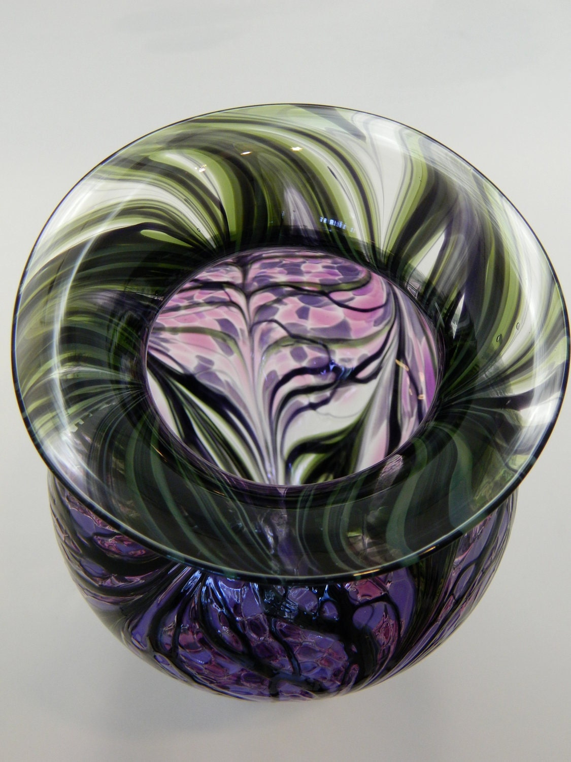 Hand Blown Art Glass Vase Purple and Lavender